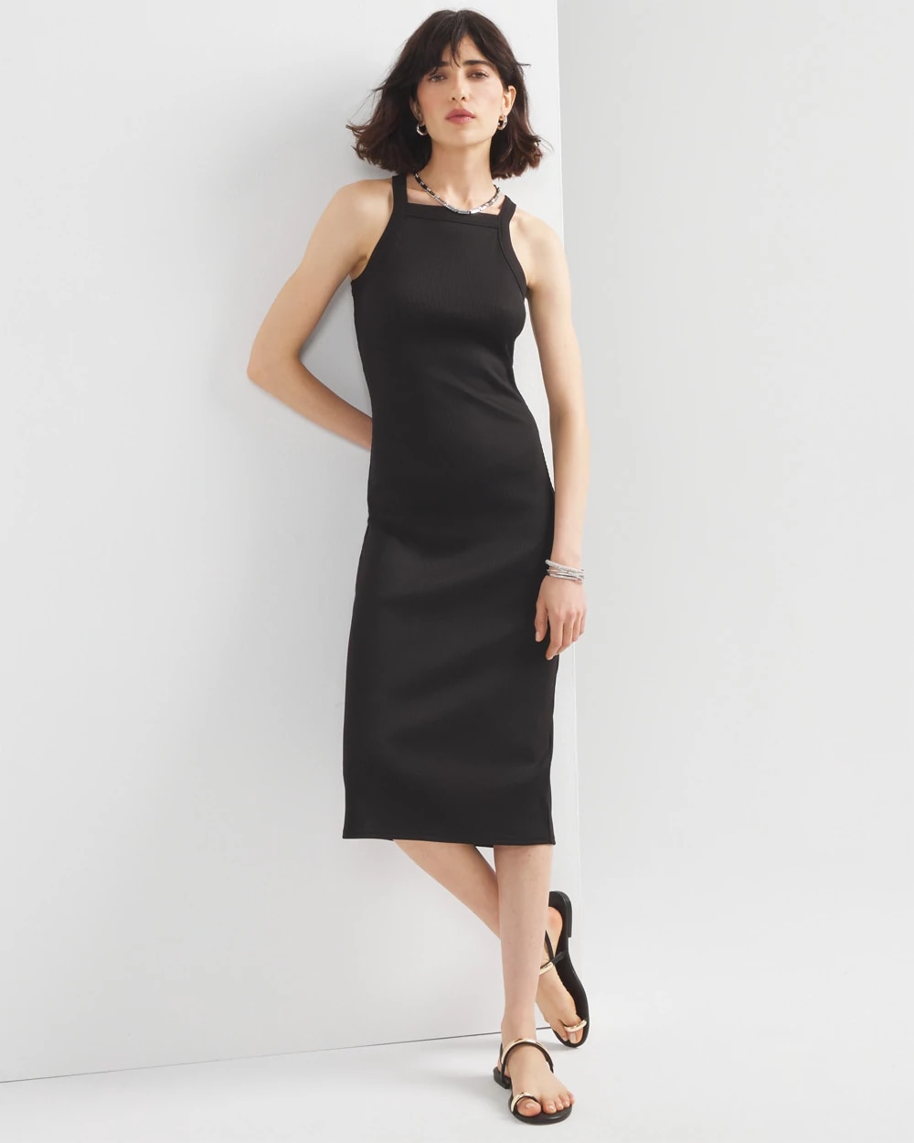 WHBM® FORME Rib Cutout Midi Dress White House Black Market